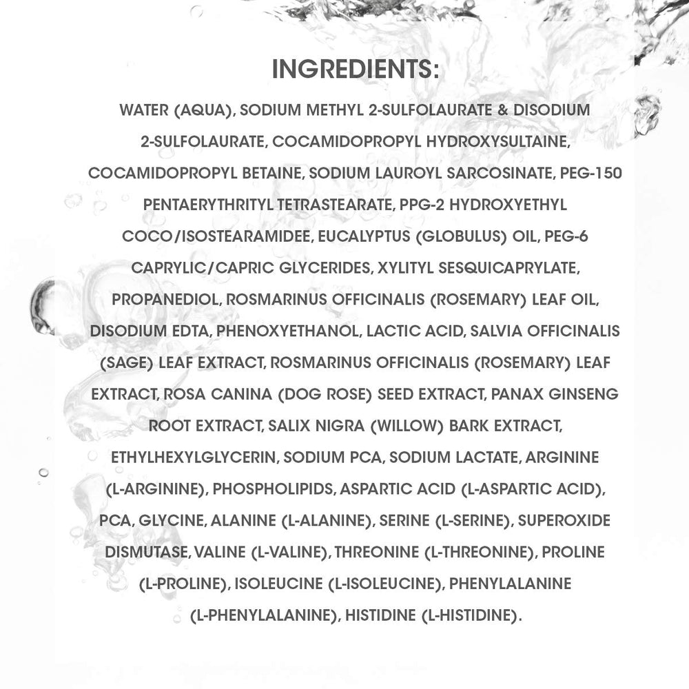 SEVEN Cubica Clarifying Shampoo splash image showing rich cleansing foam.