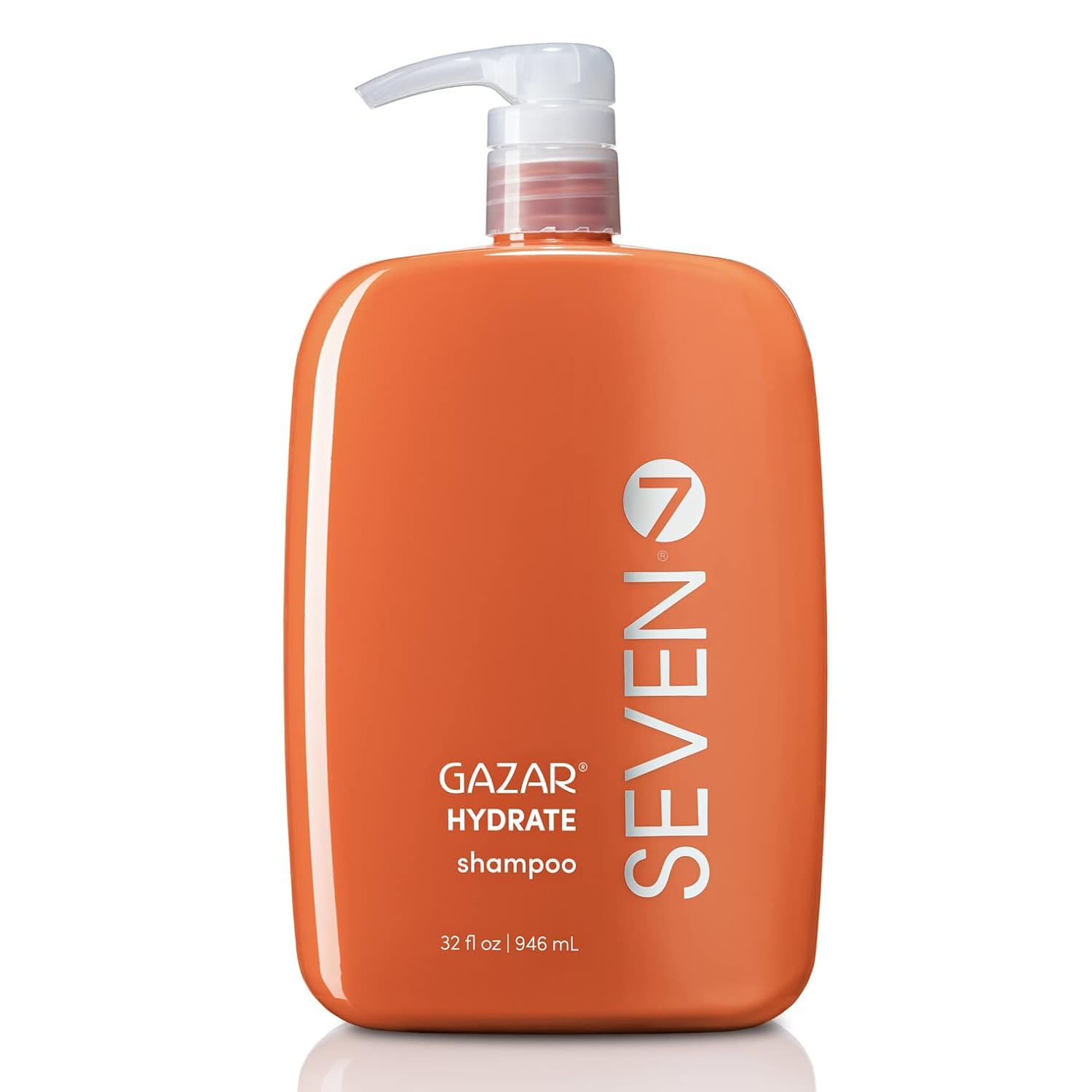 SEVEN Hydrate Shampoo bottle closeup demonstrates hydration for dry hair
