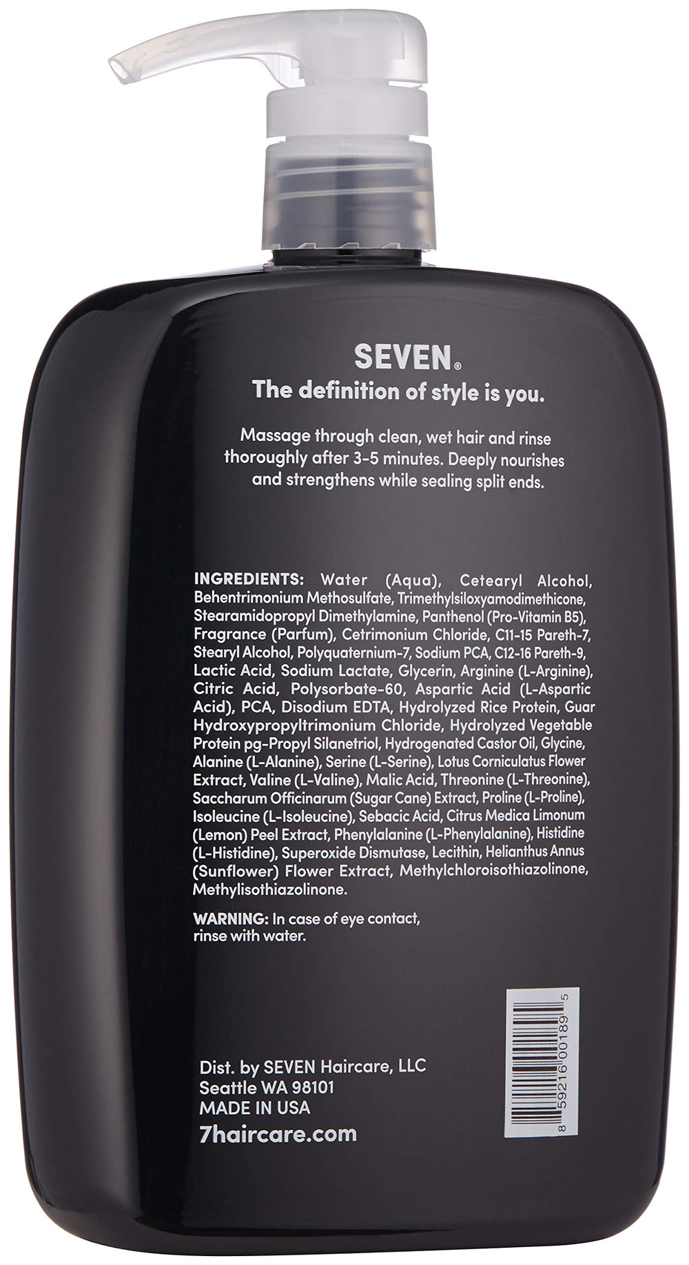 SEVEN KENTE BOND conditioner with dispense pump shows easy, quick application.