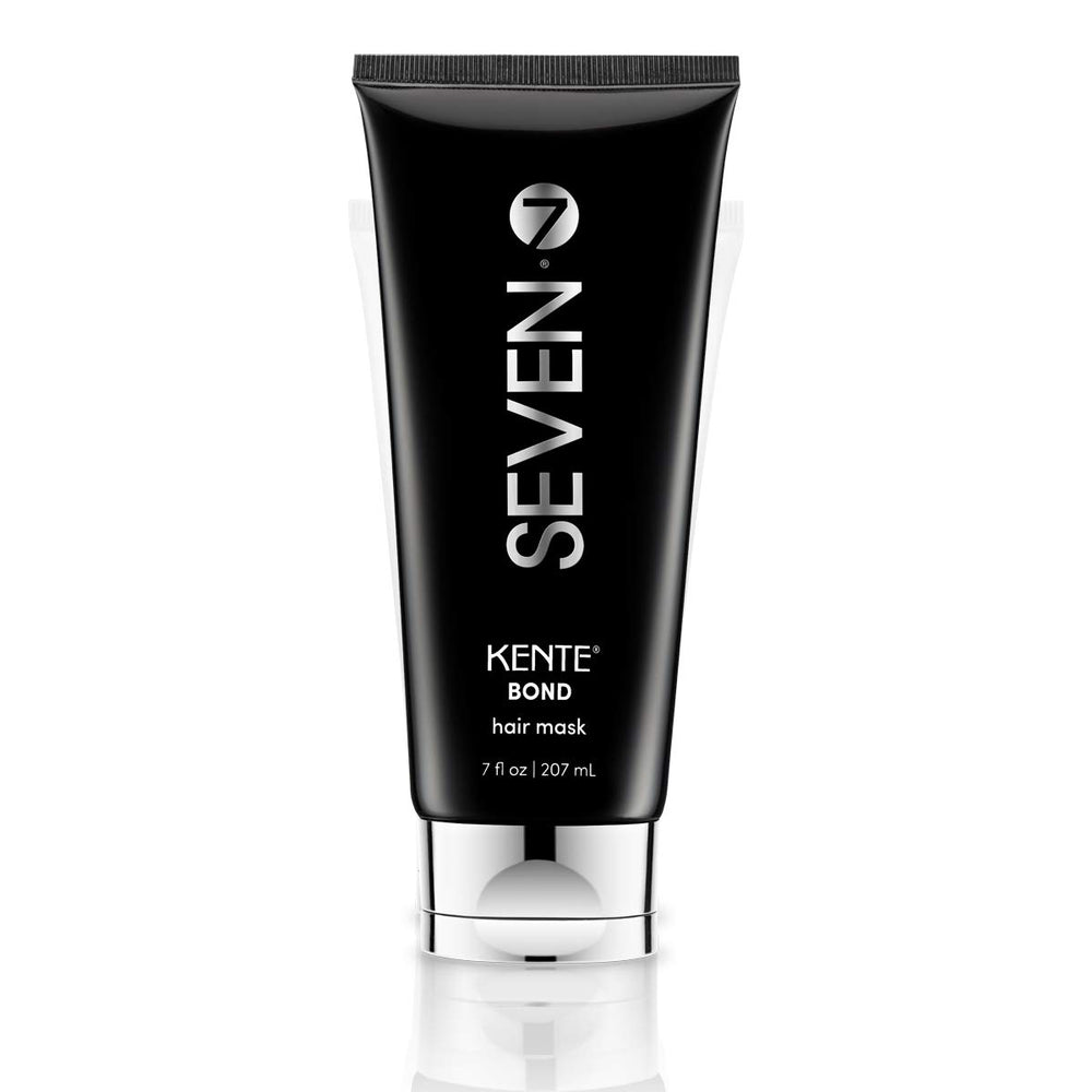 SEVEN Kente Bond hair mask packaging on shelf, premium treatment