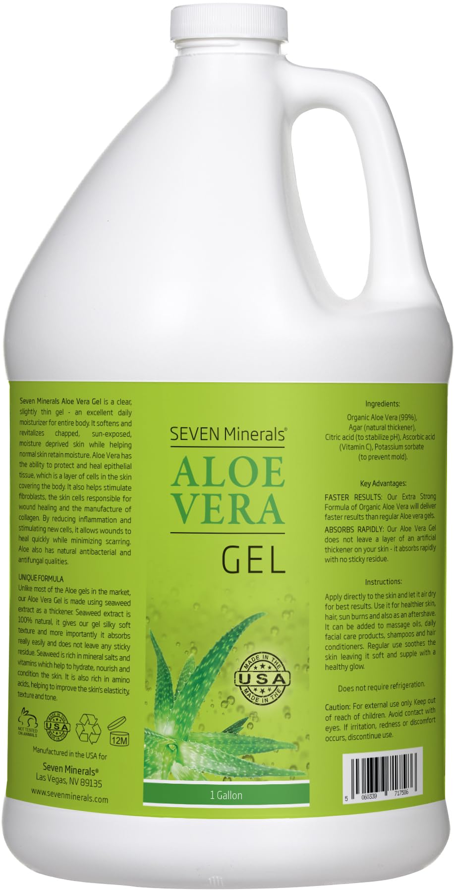 Seven Minerals Aloe Gel on Texas sunlight evokes natural, fresh aloe.