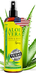 Seven Minerals Aloe Vera Spray bottle front for easy body and hair application.