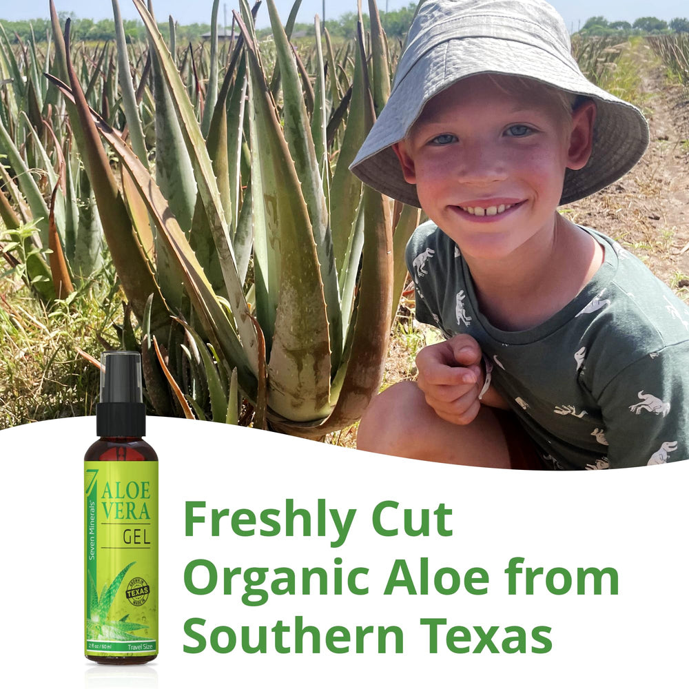 Seven Minerals aloe vera gel on hair adds shine and softness.