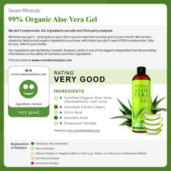 Seven Minerals Aloe Vera Gel being applied to skin for soothing daily care.