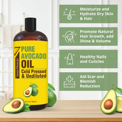 Seven Minerals avocado oil being applied to hair for shine.