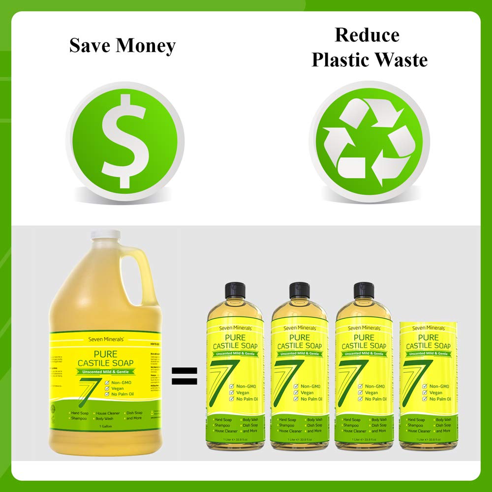 Seven Minerals Castile Soap ingredients close-up highlights organic carrier oils