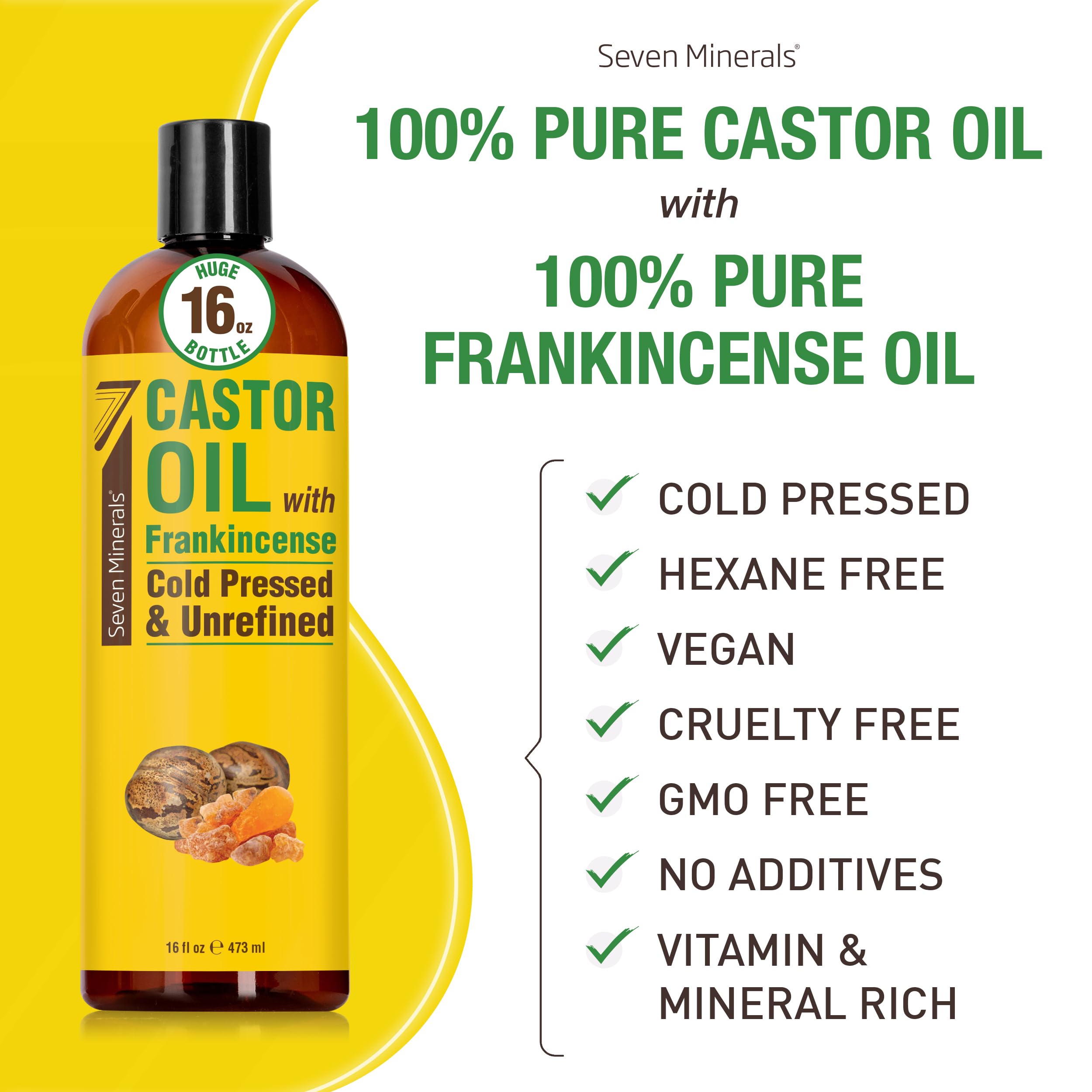 Seven Minerals castor oil frankincense pump application, easy daily use