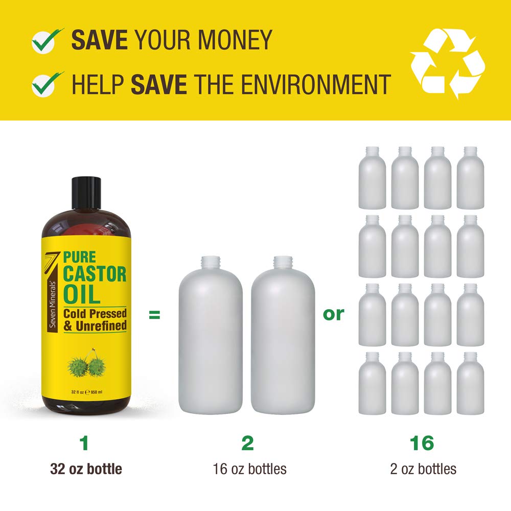 Seven Minerals castor oil used as a carrier oil for essential oils.