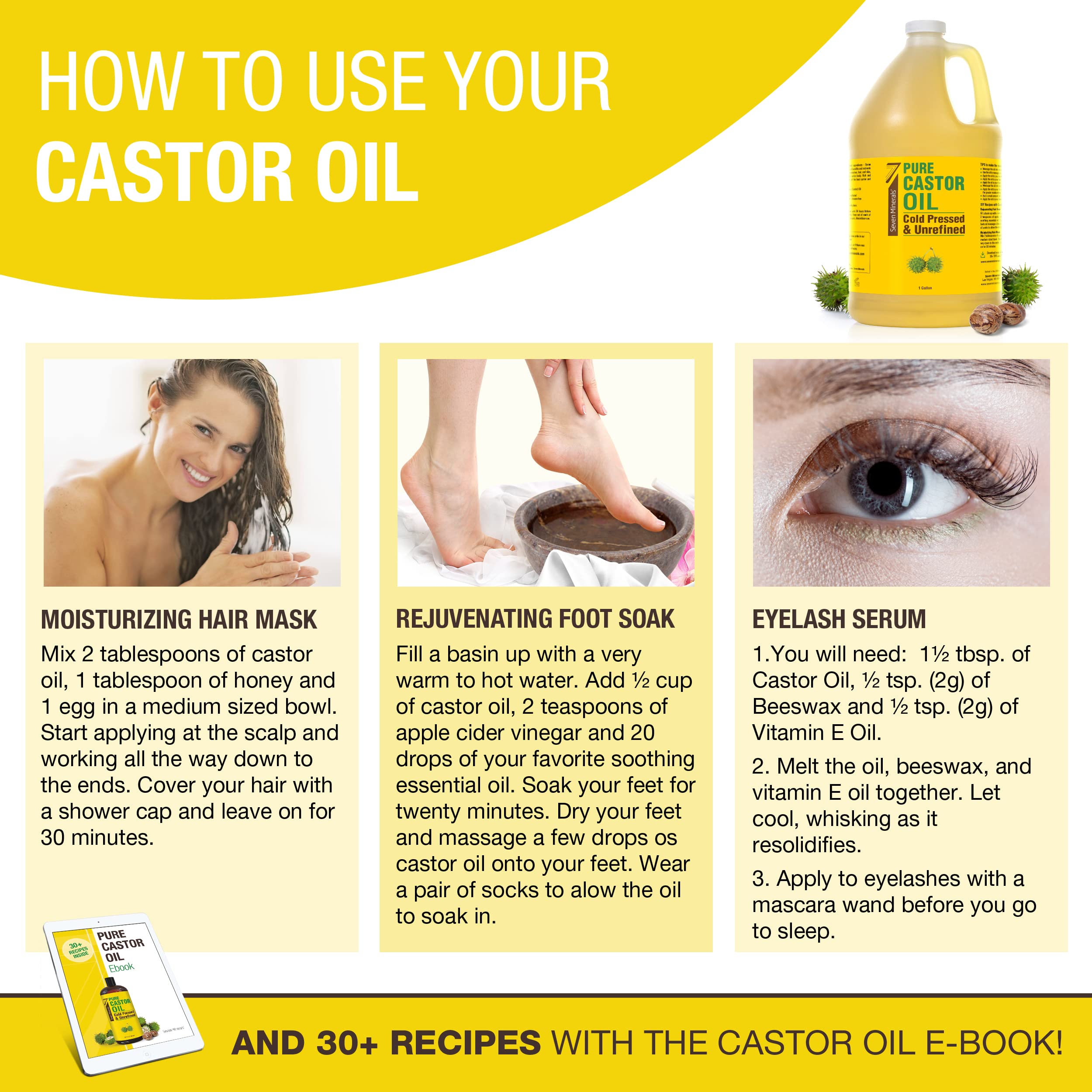 Skin application scene with Seven Minerals castor oil for moisture and nourishment
