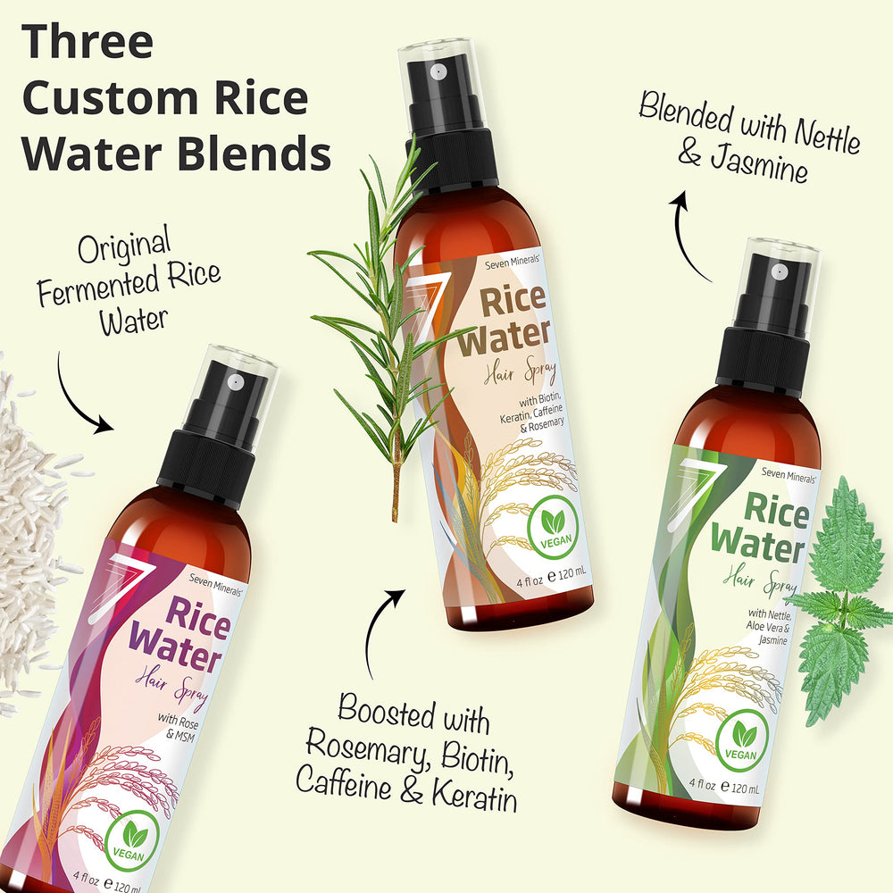 Seven Minerals bottle on hair with shinier, stronger strands.