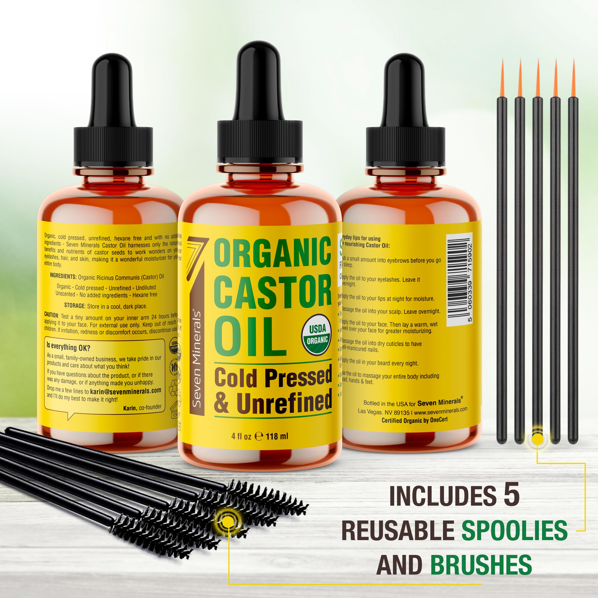Seven Minerals kit includes spoolies and dropper for precise application.