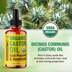 Seven Minerals castor oil for eyelashes and eyebrows, promoting fuller appearance.