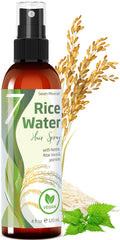 Seven Minerals fermented rice water bottle on shelf for healthier hair growth.
