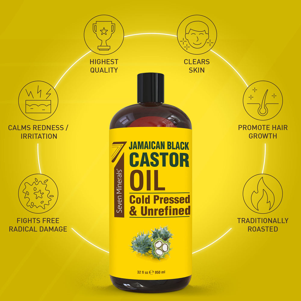 Seven Minerals Jamaican Black Castor Oil pour demonstrates easy scalp application