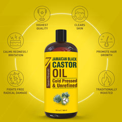 Seven Minerals Jamaican Black Castor Oil pour demonstrates easy scalp application