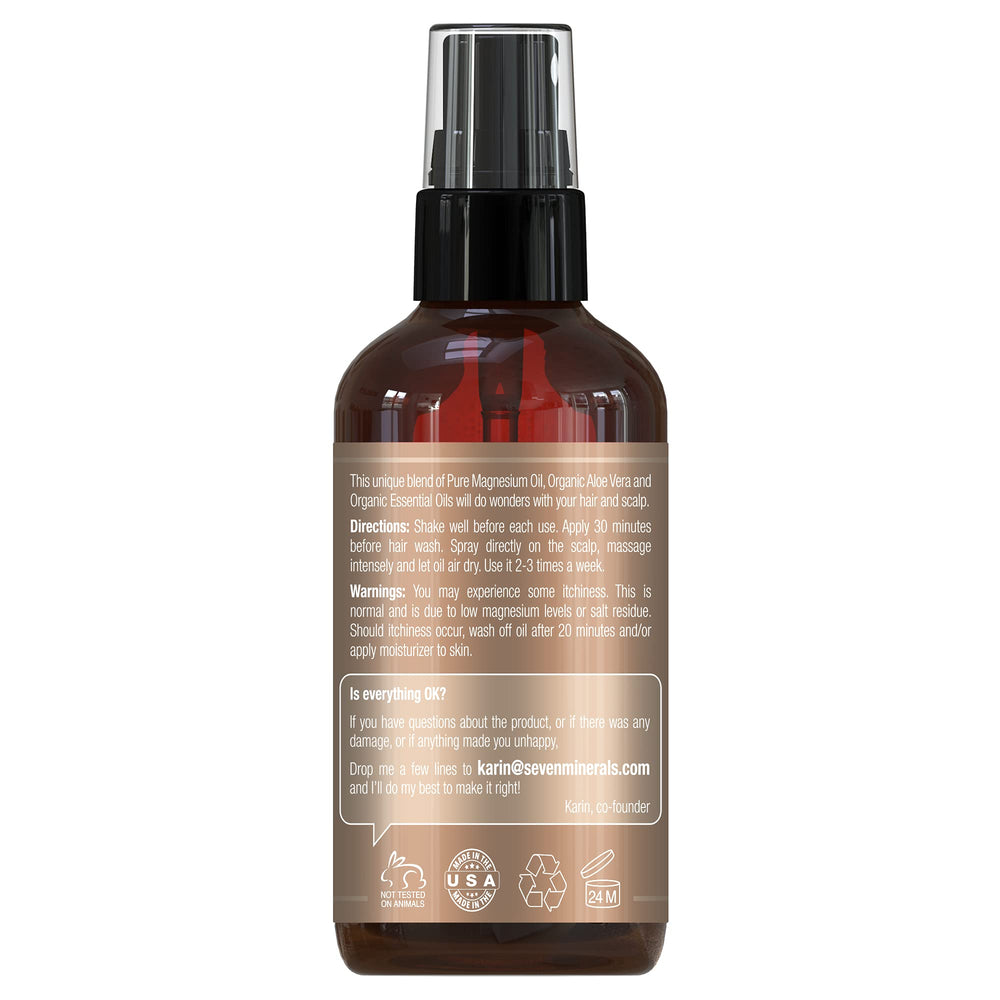 Seven Minerals label close-up highlights USP-grade magnesium and natural ingredients.