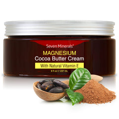 Seven Minerals magnesium cream bottle with pour shows easy application for muscle comfort.