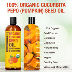 Seven Minerals Pumpkin Seed Oil pour showing lightweight, fast-absorbing texture.