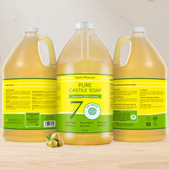 Seven Minerals Pure Castile Soap label close-up, vegan and palm-free.