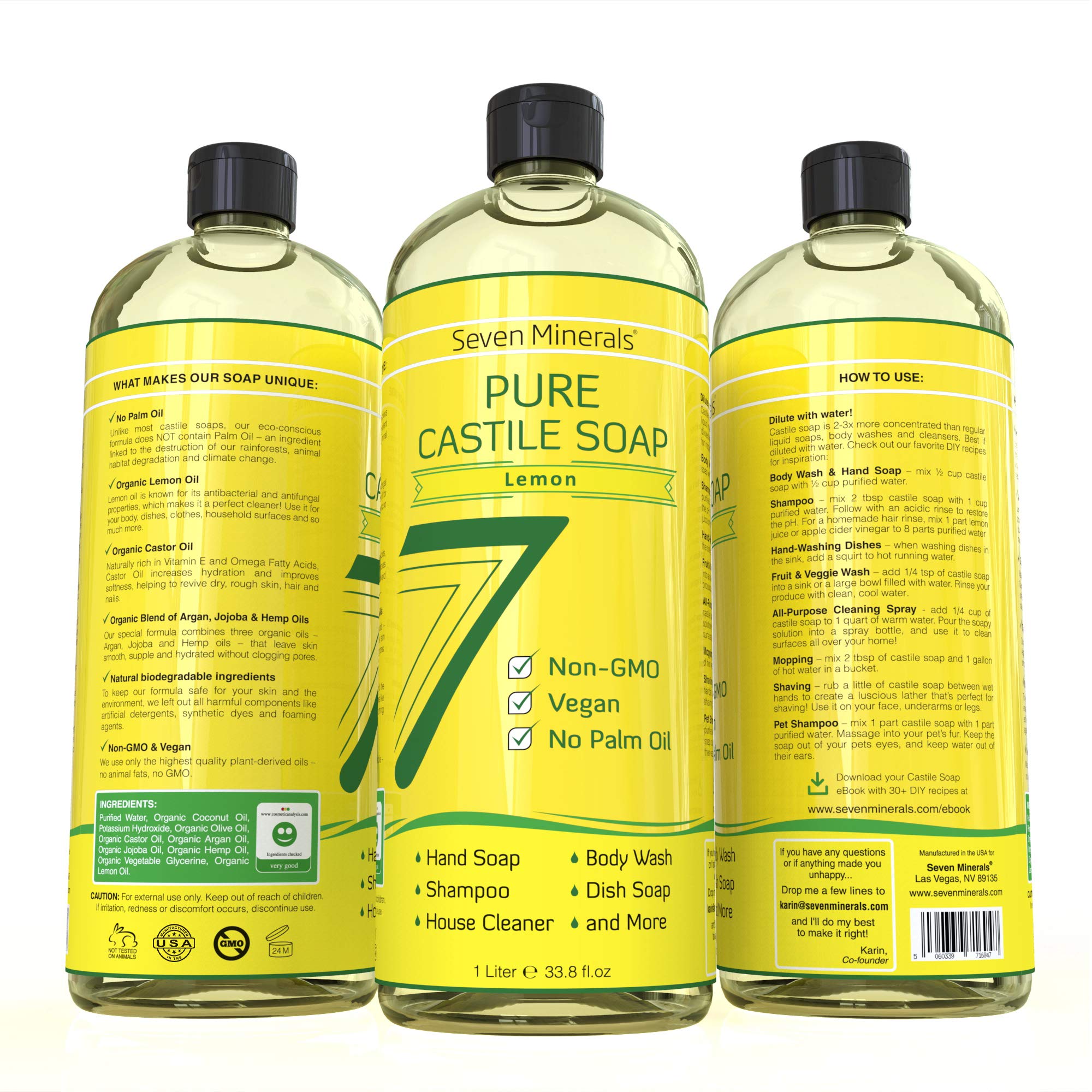 Seven Minerals Castile Soap Lemon for baby and delicate skin care.