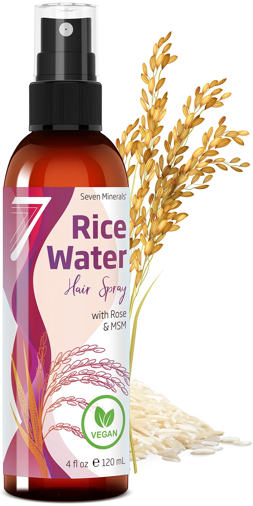Seven Minerals rice water spray bottle demonstrates a light, non-greasy formula for daily use.