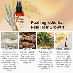 Seven Minerals rosemary-infused rice water bottle highlights scalp-friendly ingredients and aroma
