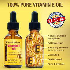 Seven Minerals Ultra Pure Vitamin E Oil dropper ready for precise facial application.