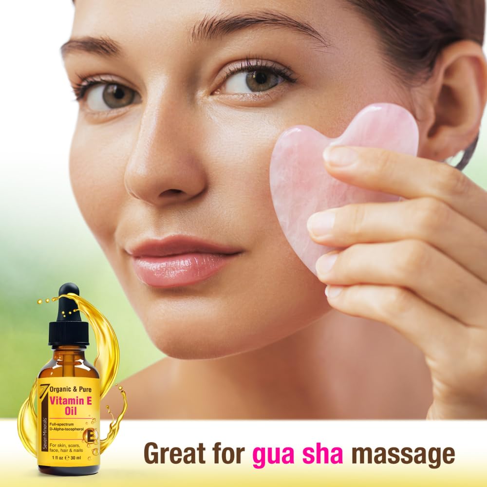 Seven Minerals Vitamin E Oil for hair care adds shine and nourishment.