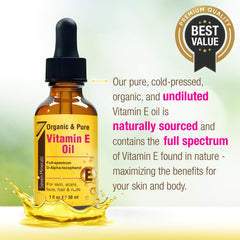 Close-up of Seven Minerals Vitamin E Oil texture showing smooth, velvety hydration.