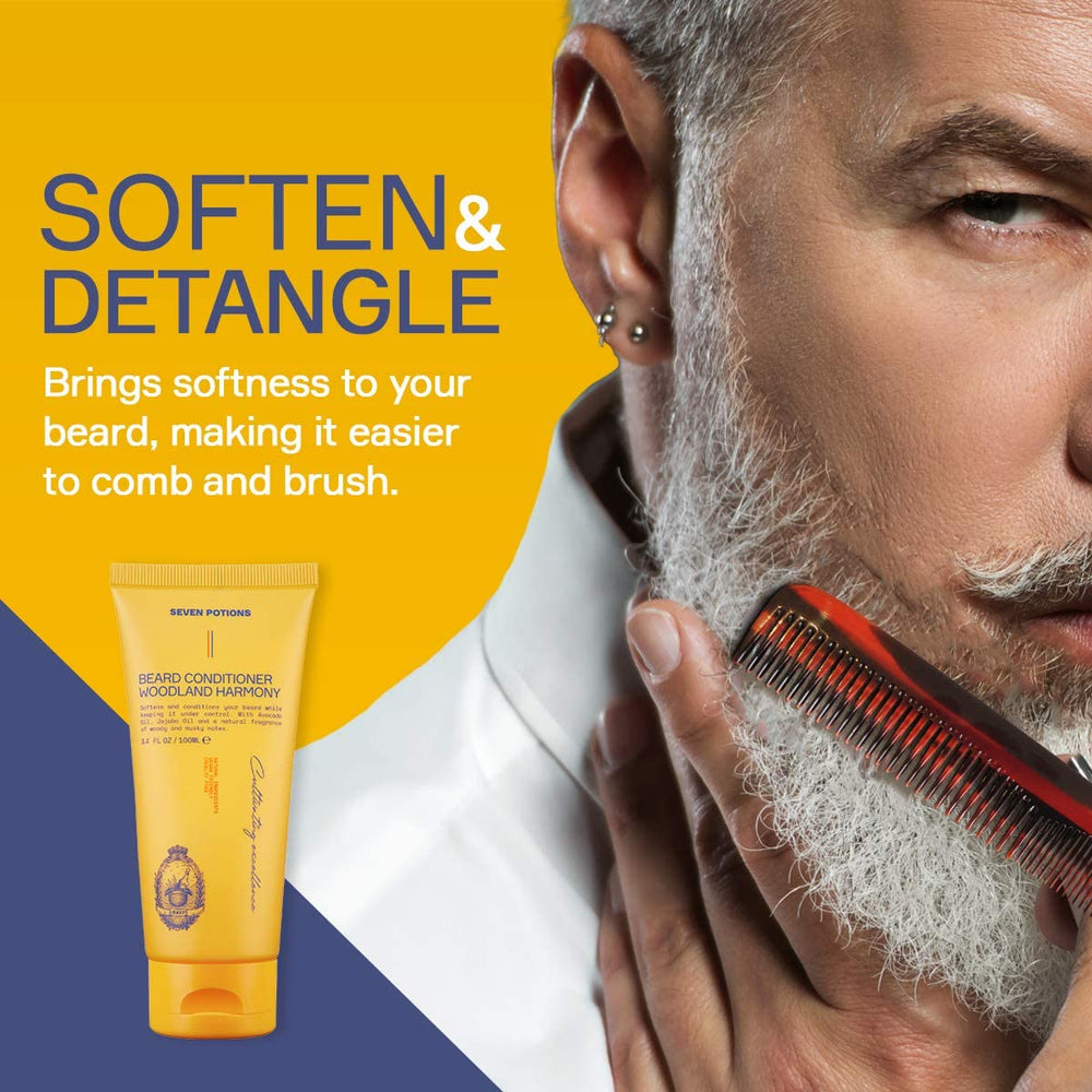 SEVEN POTIONS beard conditioner after use with a softer, smoother beard.