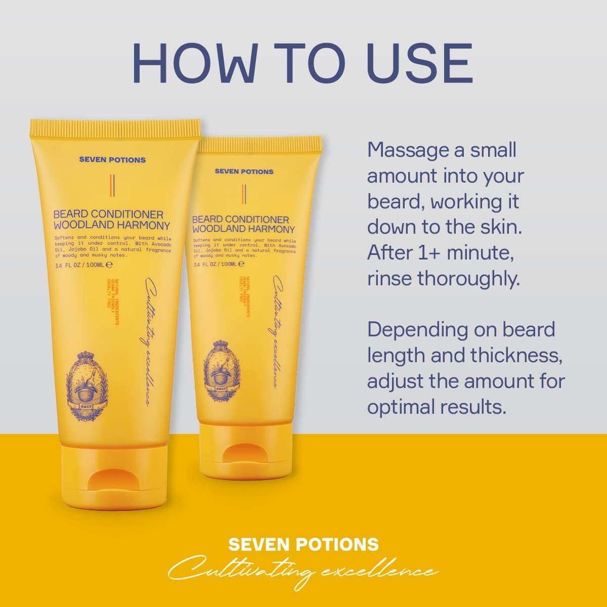 SEVEN POTIONS application near skin supports nourishment beneath the beard.