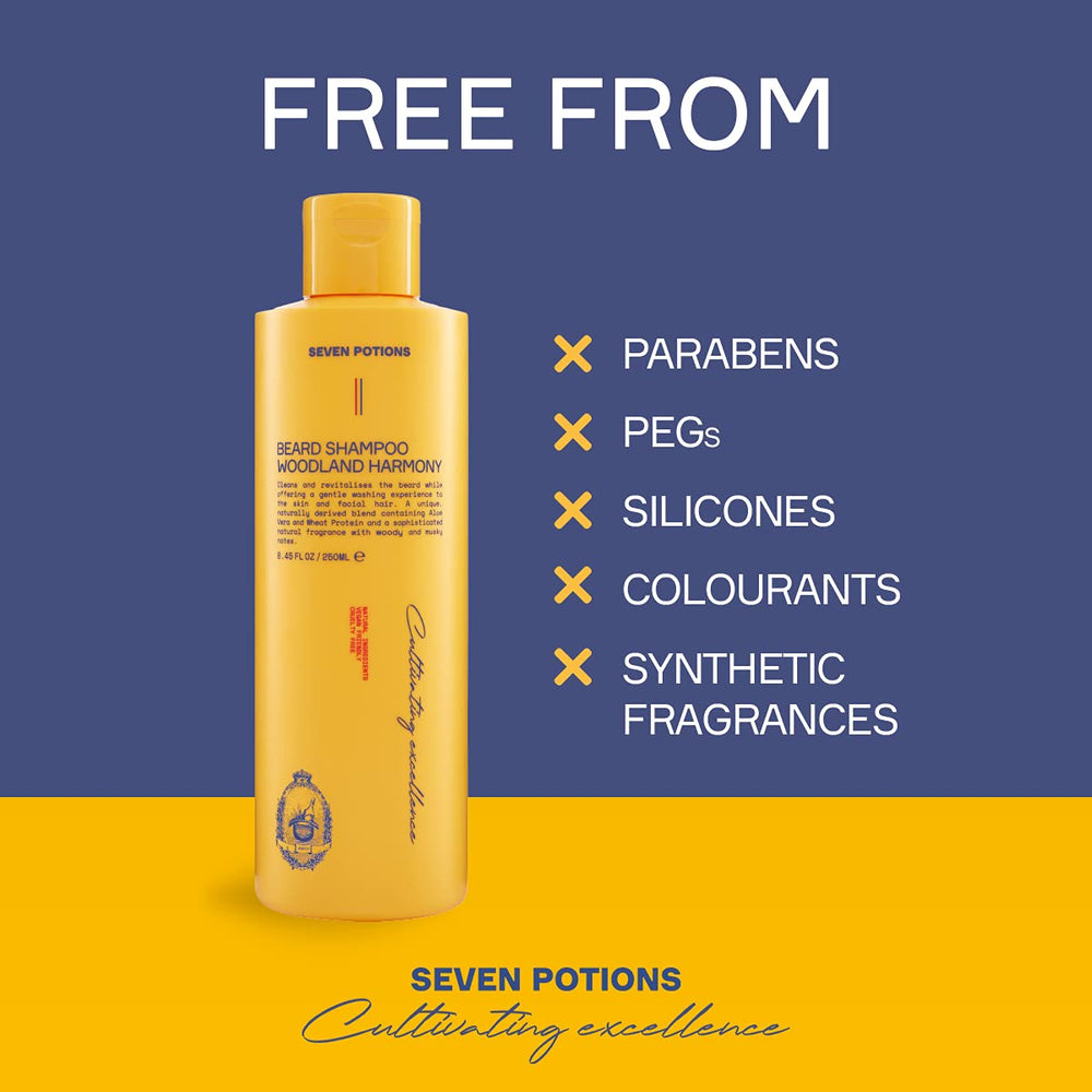 SEVEN POTIONS Woodland Harmony lather demonstrates gentle cleansing while preserving natural oils