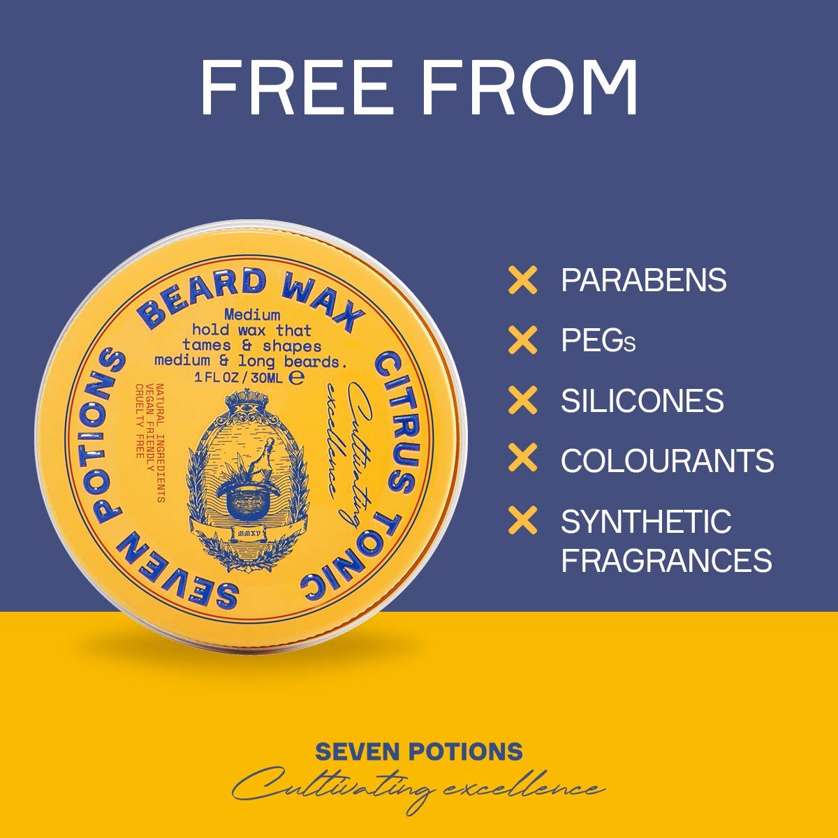 SEVEN POTIONS beard wax Woodland Harmony applying demonstrates easy shaping