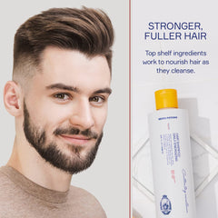 SEVEN POTIONS Hair Shampoo close-up texture shows potential for fuller, softer hair.