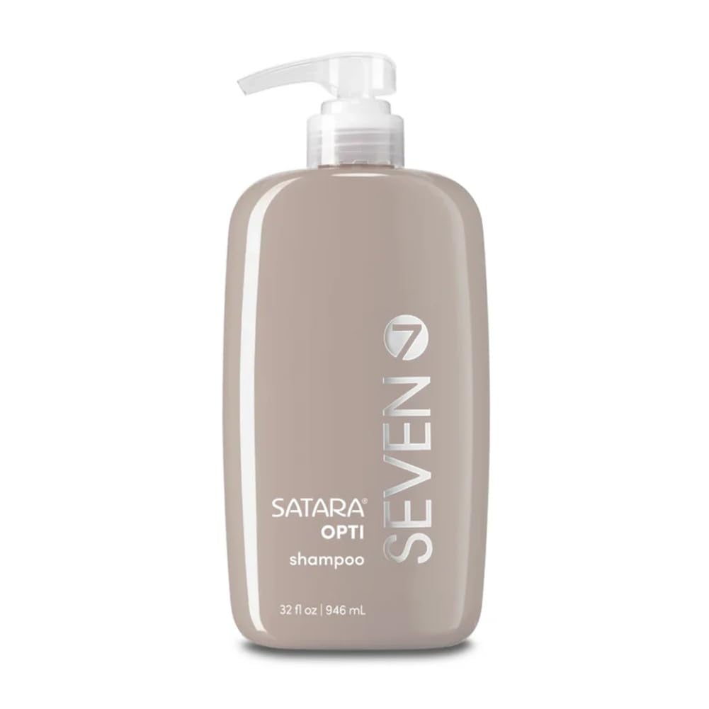 SEVEN SATARA OPTI shampoo bottle front view, premium formula for fuller hair.