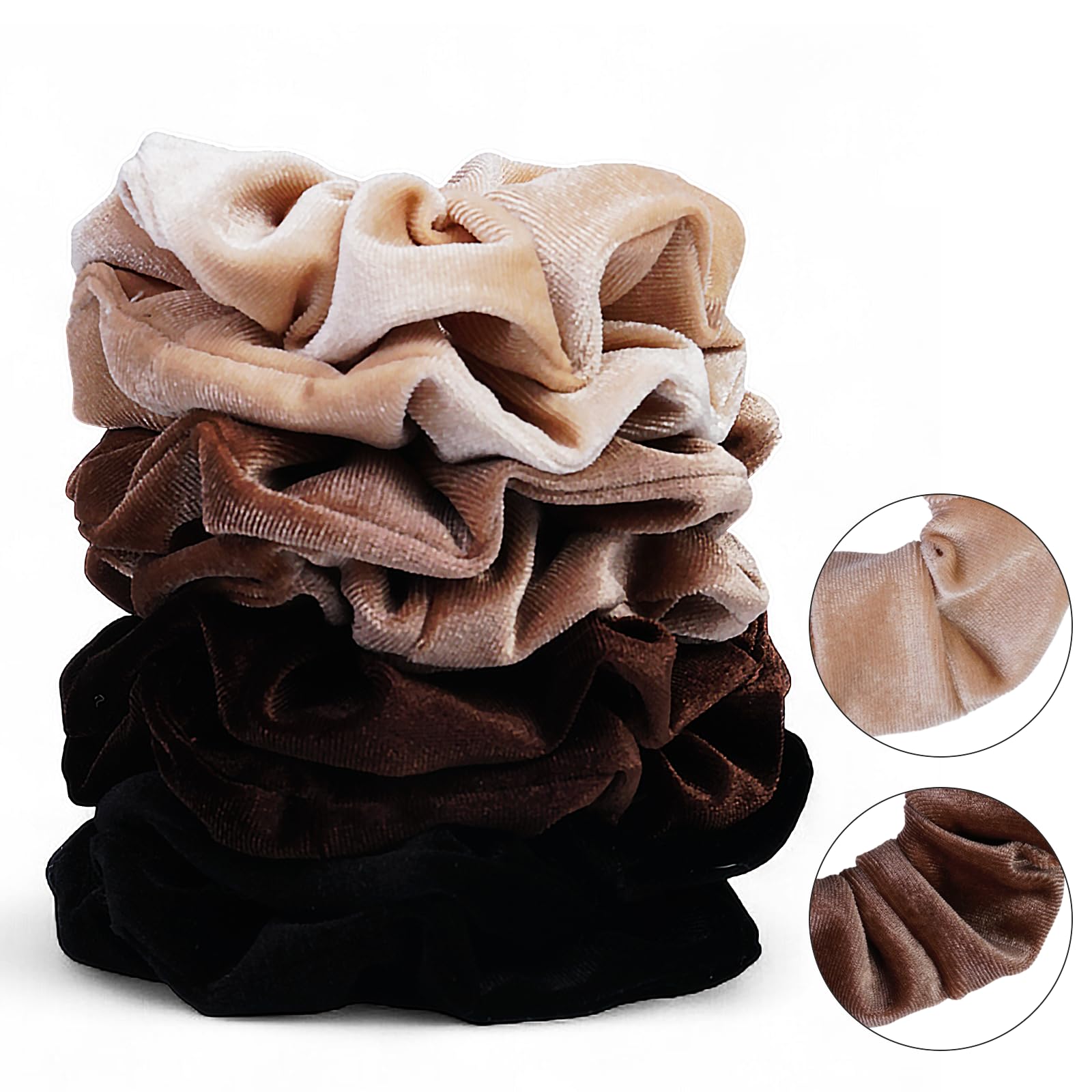 Seven Style velvet scrunchie securing a bun without creases or frizz.