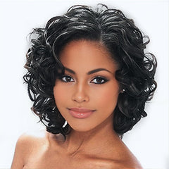 SEVENCOLORS short curly wig natural black bob for everyday wear.