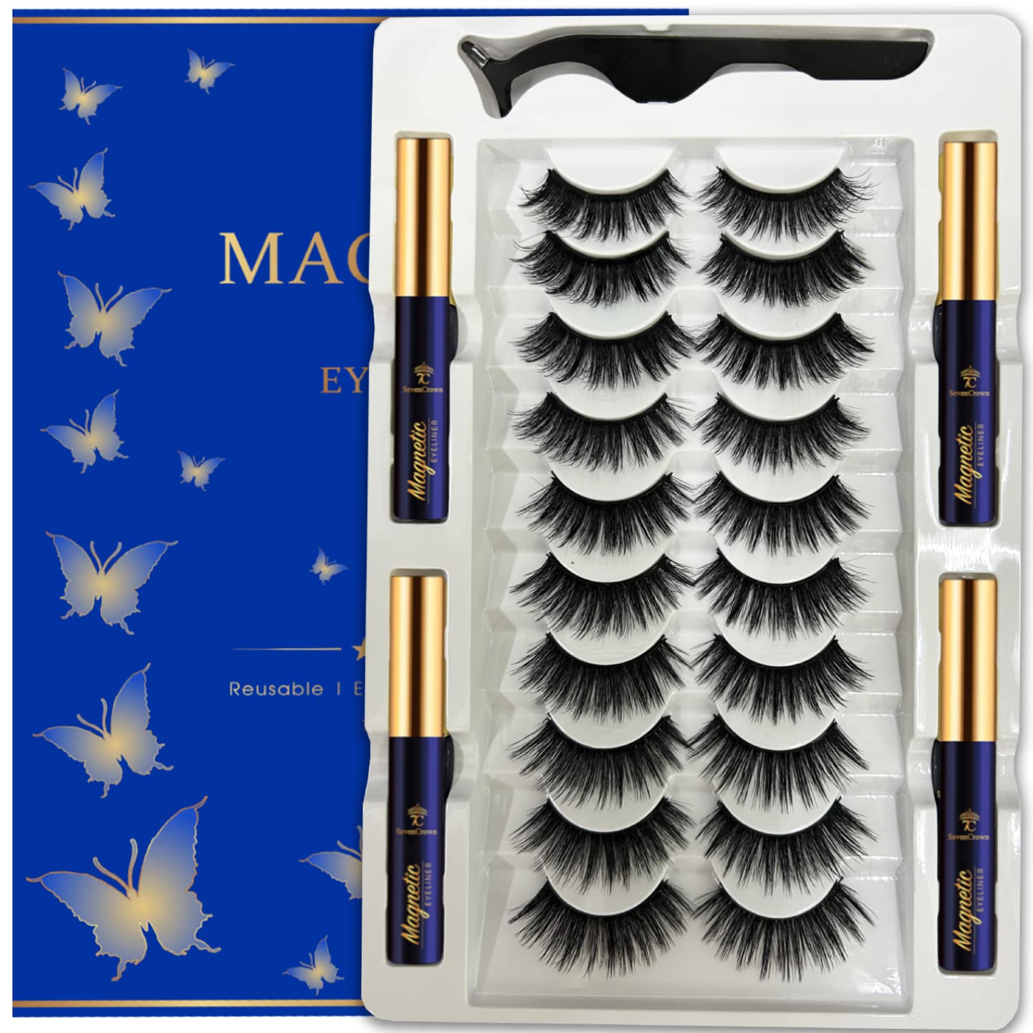7C SEVENCROWN 3D magnetic eyelashes cat-eye style for effortless, reusable glam.
