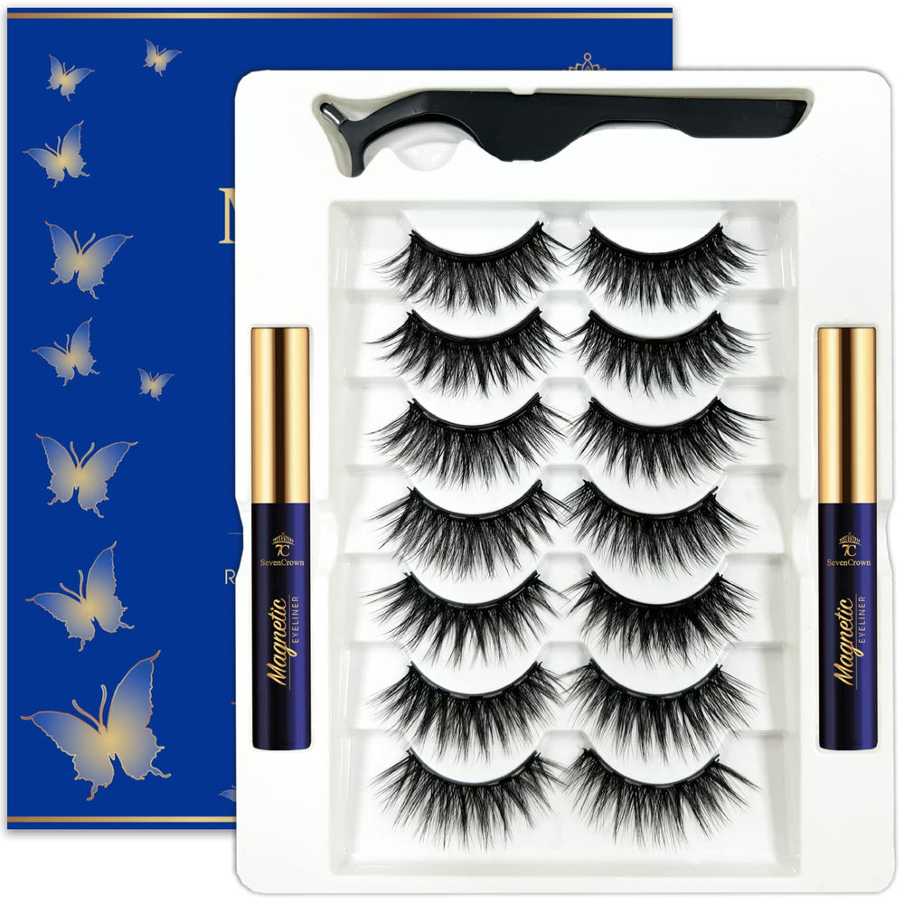7C SEVENCROWN magnetic eyelashes cat-eye close-up for secure, all-day wear.