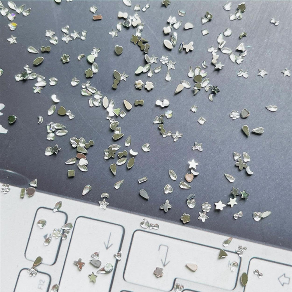 Sevgob silver heart shapes rhinestones for cute nail designs