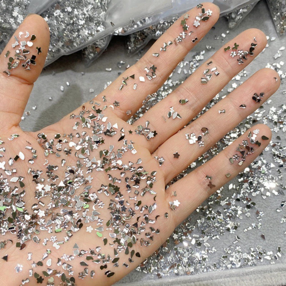 Sevgob silver star shapes rhinestones for festive nails