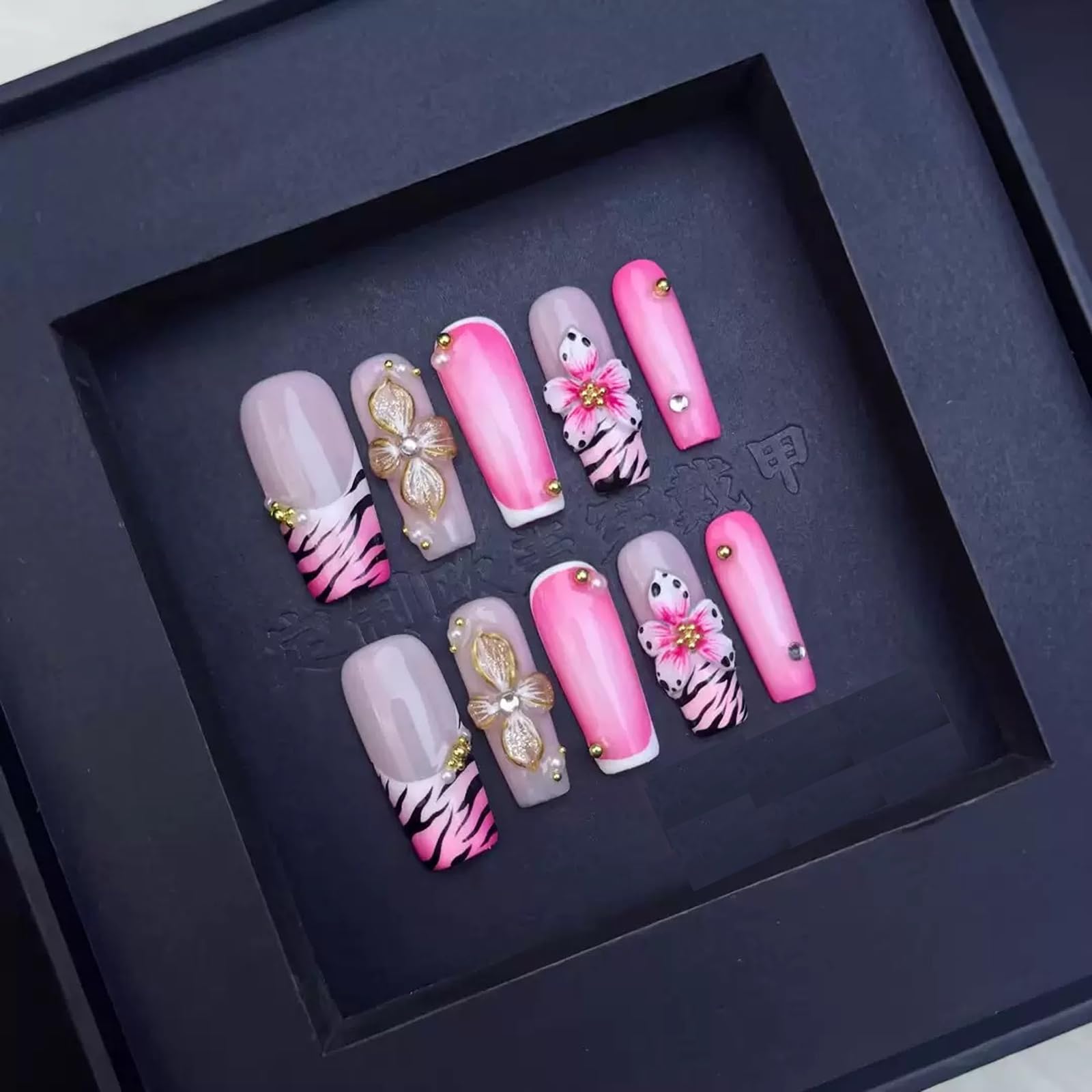 Sevgob embossed press-on nails with crystal box packaging for easy storage
