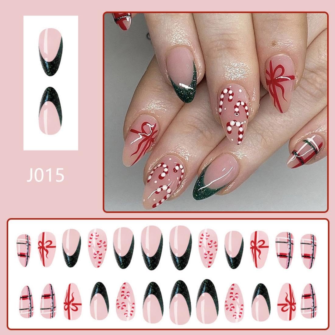 Sevgob green glitter French tips nails for sparkling seasonal style