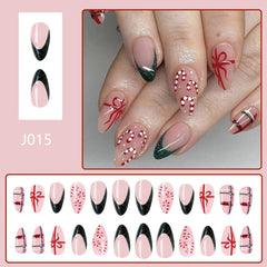 Sevgob green glitter French tips nails for sparkling seasonal style