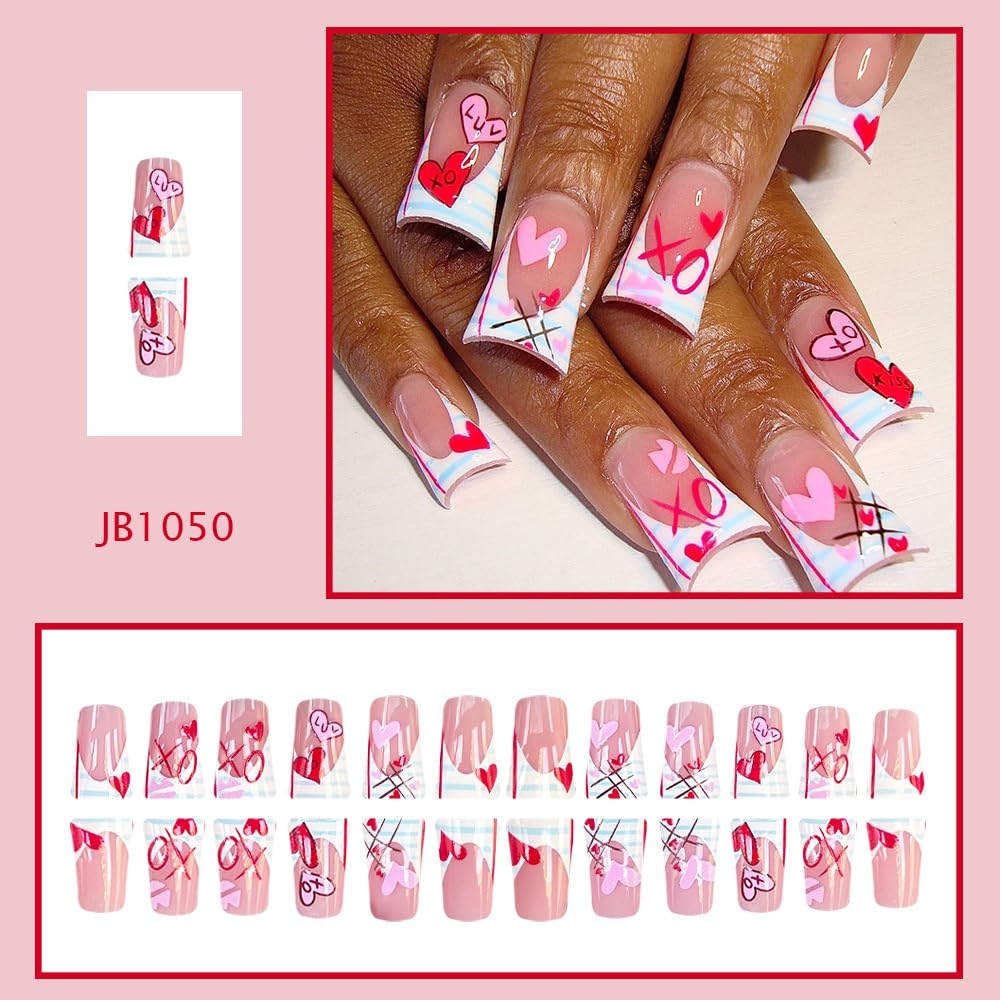 Sevgob Valentines nails with glossy white French tips for elegant daily wear