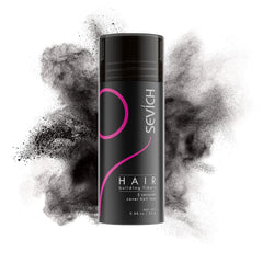 SEVICH Hair Fibers bottle application showing quick, natural fullness