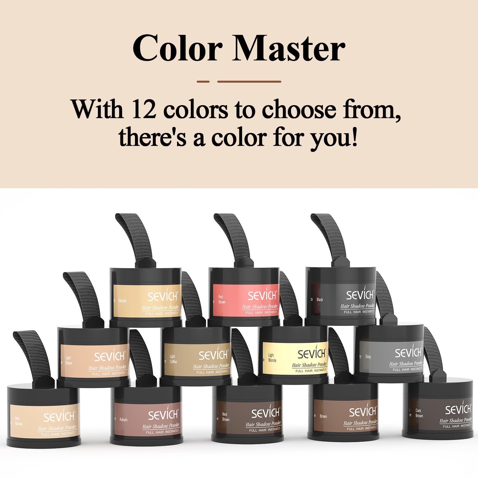 SEVICH Hairline Powder comes in a compact package for on-the-go touch-ups.