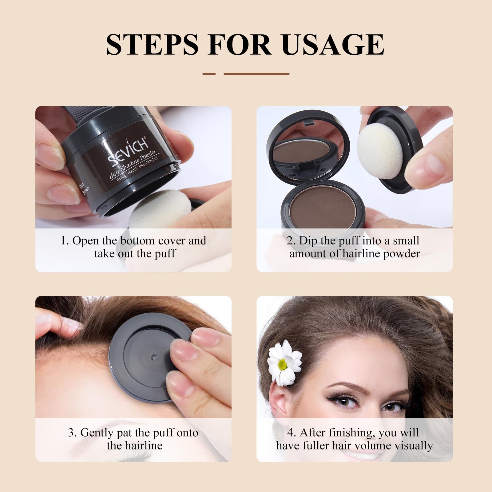 SEVICH Hairline Powder adds quick grey hair definition at the hairline.