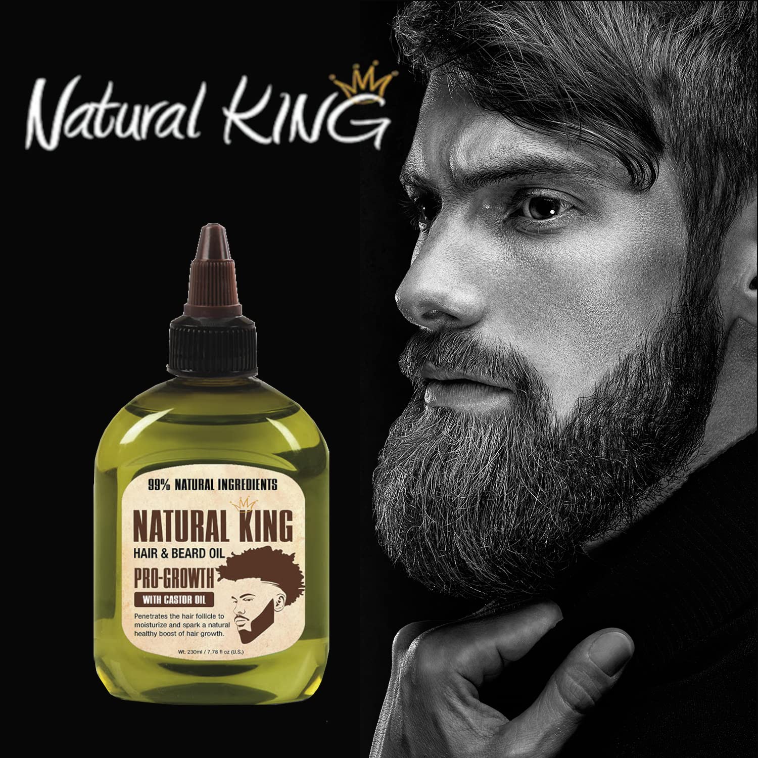 SFC Natural King Pro-growth Castor Oil cap closeup shows secure, spill-free design