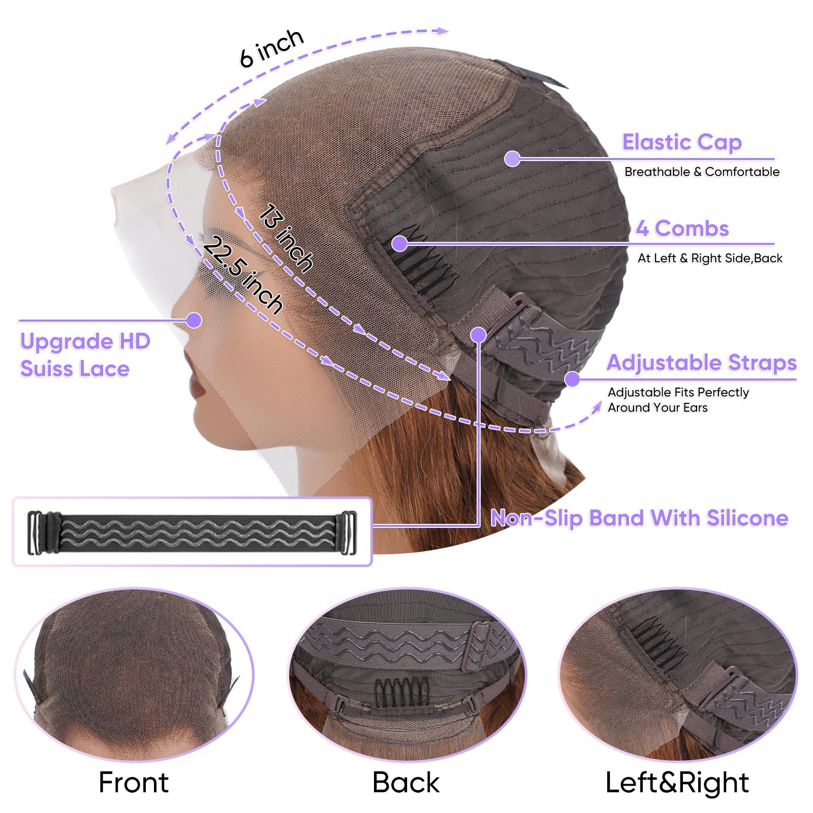 SFTNMEH adjustable cap and 4 combs ensure secure fit